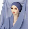 Hijab instantané en mousseline de soie avec boucle magnétique, couleur unie, écharpe musulmane pour femme, Turban islamique, bandeau à la mode, châle, nouvelle collection