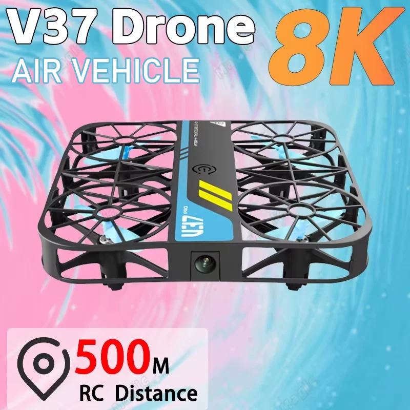 V37 Mini Drone 8k HD Camera With Grid Protective Shell Pocket Rc Quadcopter Aerial Photography Aircraft Model Gift For All Ages