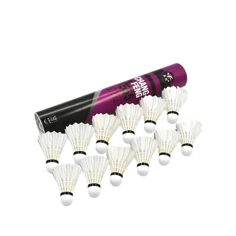 

12Pcs Duck Feather Badminton Ball Shuttlecocks With Cork Head Reusable Highly Stable Badminton For Advancers Beginners