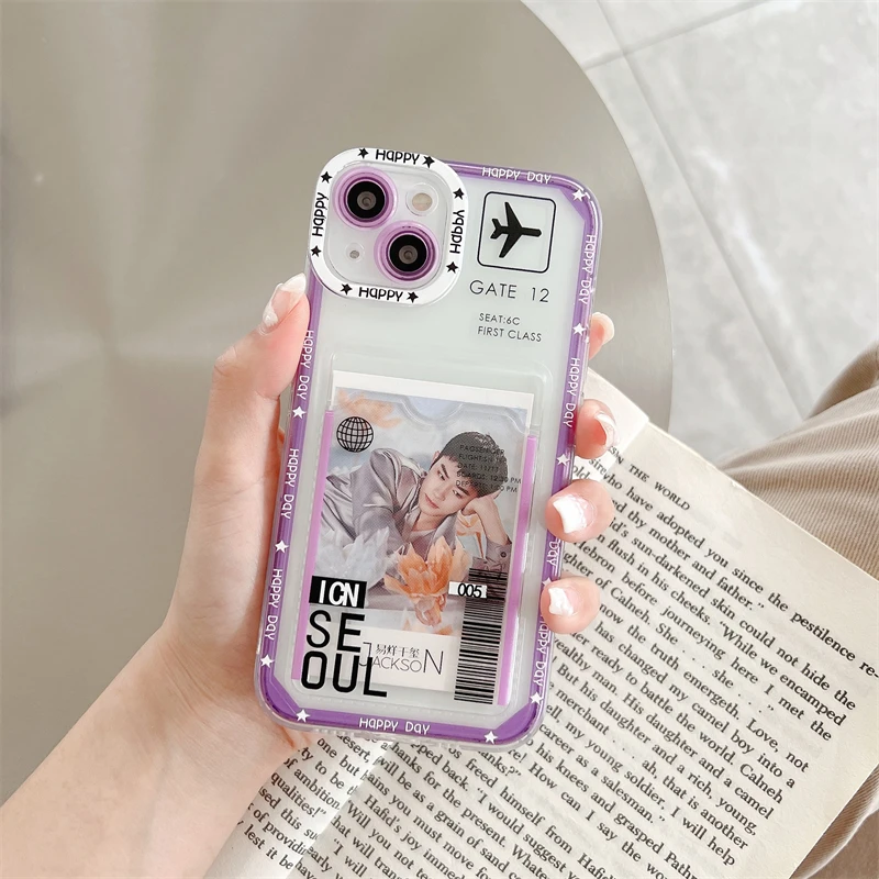 Hot New York Seoul Paris London Losangeles Travel Ticket Label Portafoglio Porta Carte Di Credito Per Iphone 14 12 13 11 Pro Max X 7 8 Plus Cover