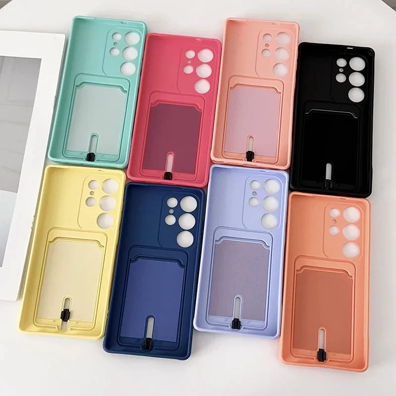 Clear Phone Case With Card Holder For Samsung Galaxy Models_voghion.com