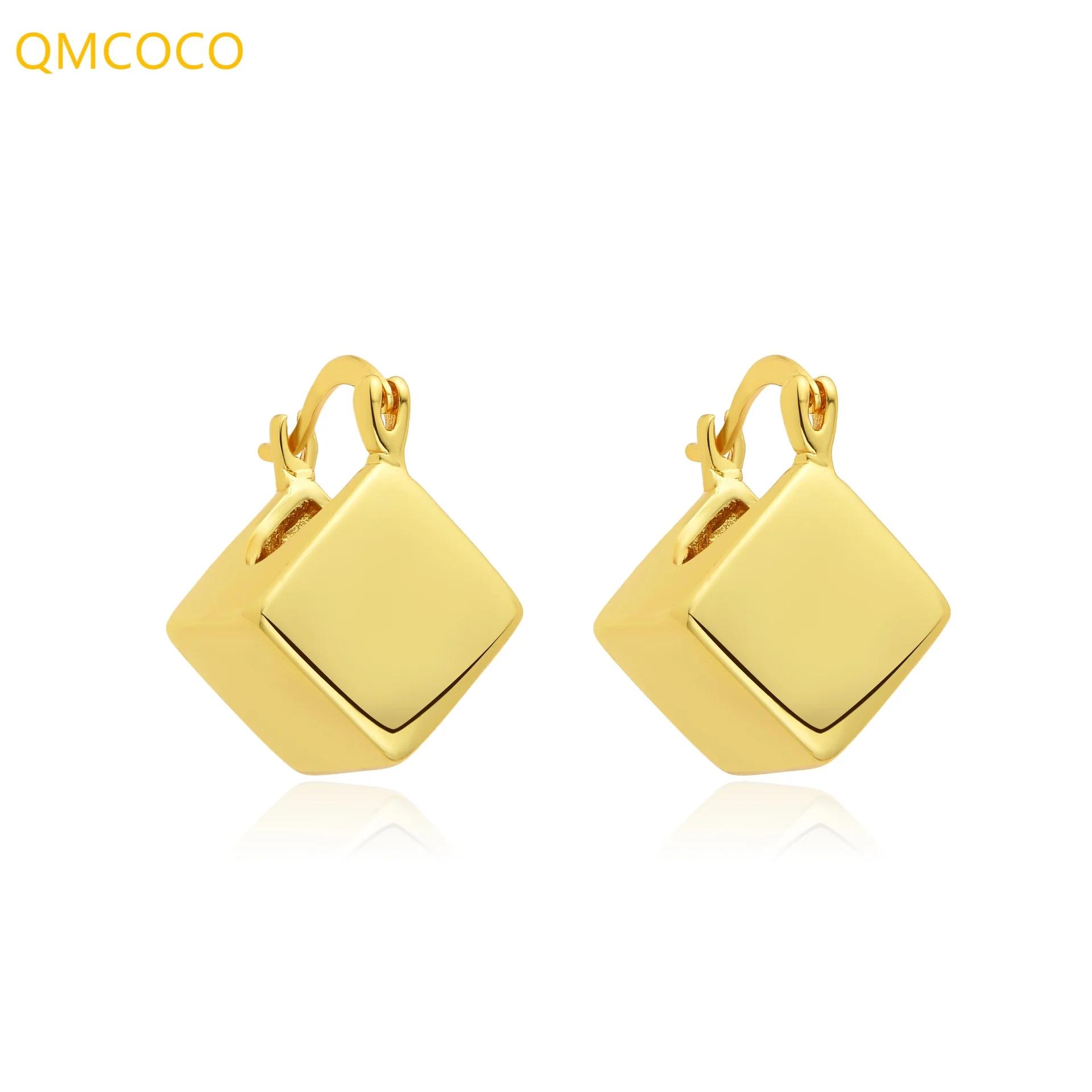 Qmcoco Temperamento Metallo Tridimensionale Cubo Di Rubik Orecchio Cerchio 2024 Nuova Moda Nicchia Personalità Orecchini Vento Freddo