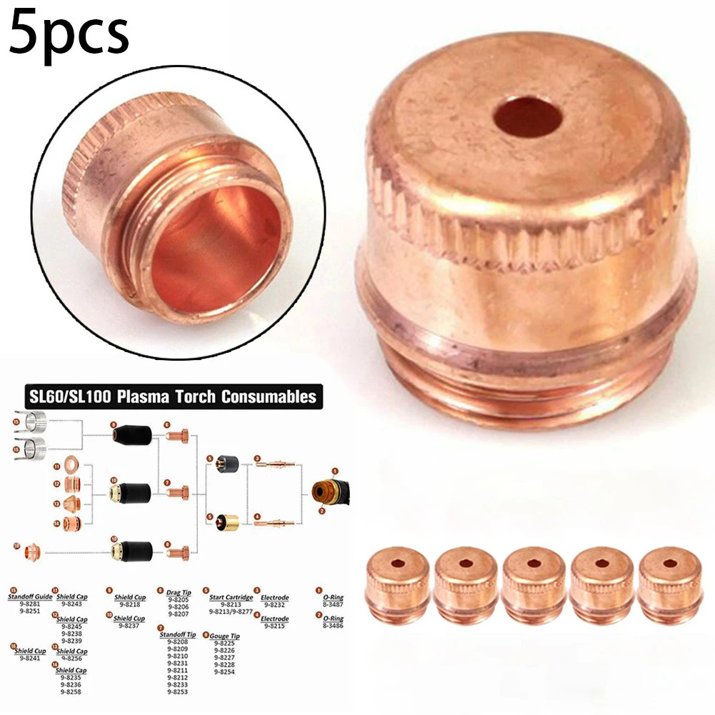 

5 Pcs Plasma Cutter Consumables Shield Cup 9-8239 Thermal Dynamics SL60/SL100 A120 Plasma Cutting Torch Cap Welder Supplies
