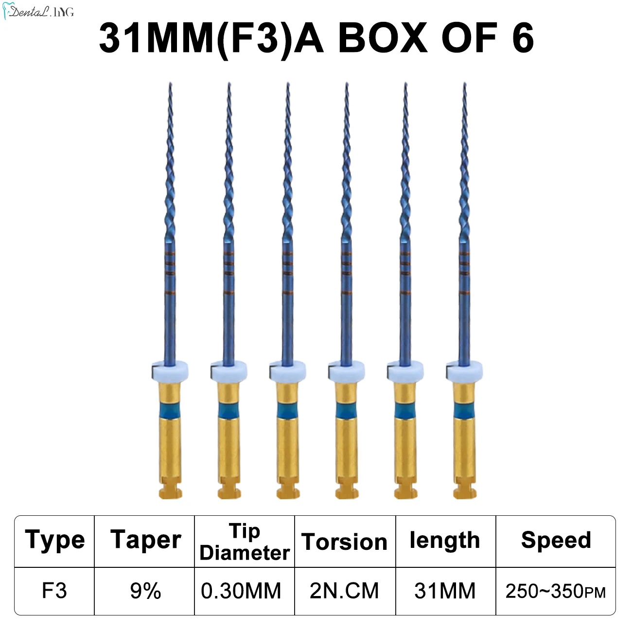 Premium Gold Endodontic Rotary Files - Nickel Titanium Dental Instrument