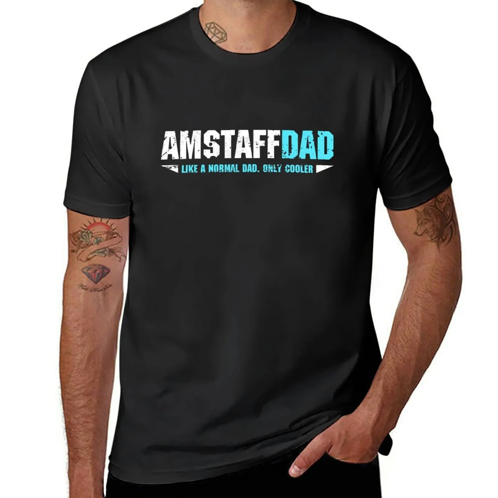 Amstaff Dad Proud American Stafter Terrier Dog Daddy Fathers Day Gifts Idea T-Shirt Stile Vintage Retrò