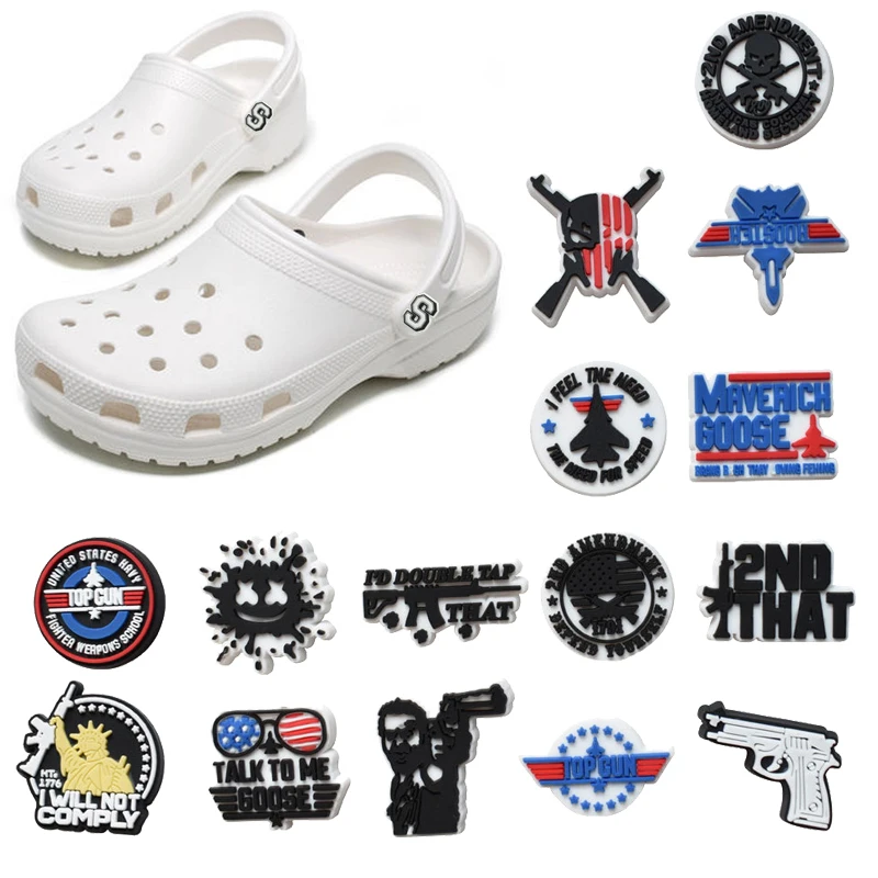 15-pack USA Army PVC Pins Croc Charms For Shoe Ornament Navy Pin Croc Accessories Garden Slipper Decoration Wholesale Bulk