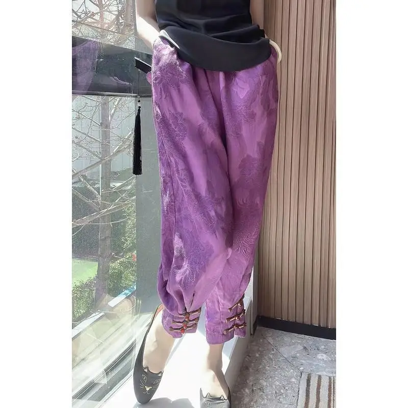 new Chinese syle fashion Chinoiserie casual pants Summer fashion design sense lady women vintage cheongsam trousers