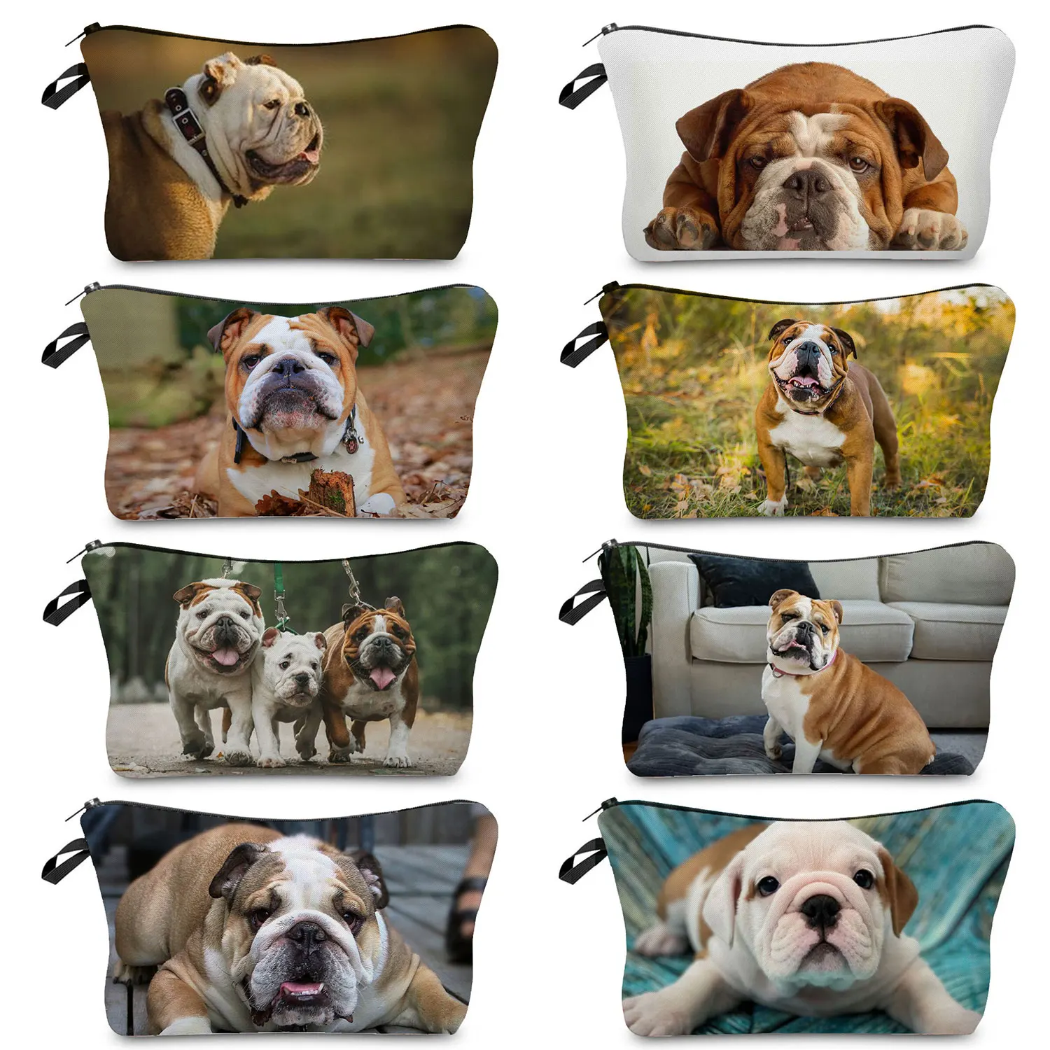 

Gift Bag Makeup Organizer Bag Beach Cosmetic Bag Eco Reusable Bulldog Printed Foldable Women's Multi-Function Storage Bag Travel