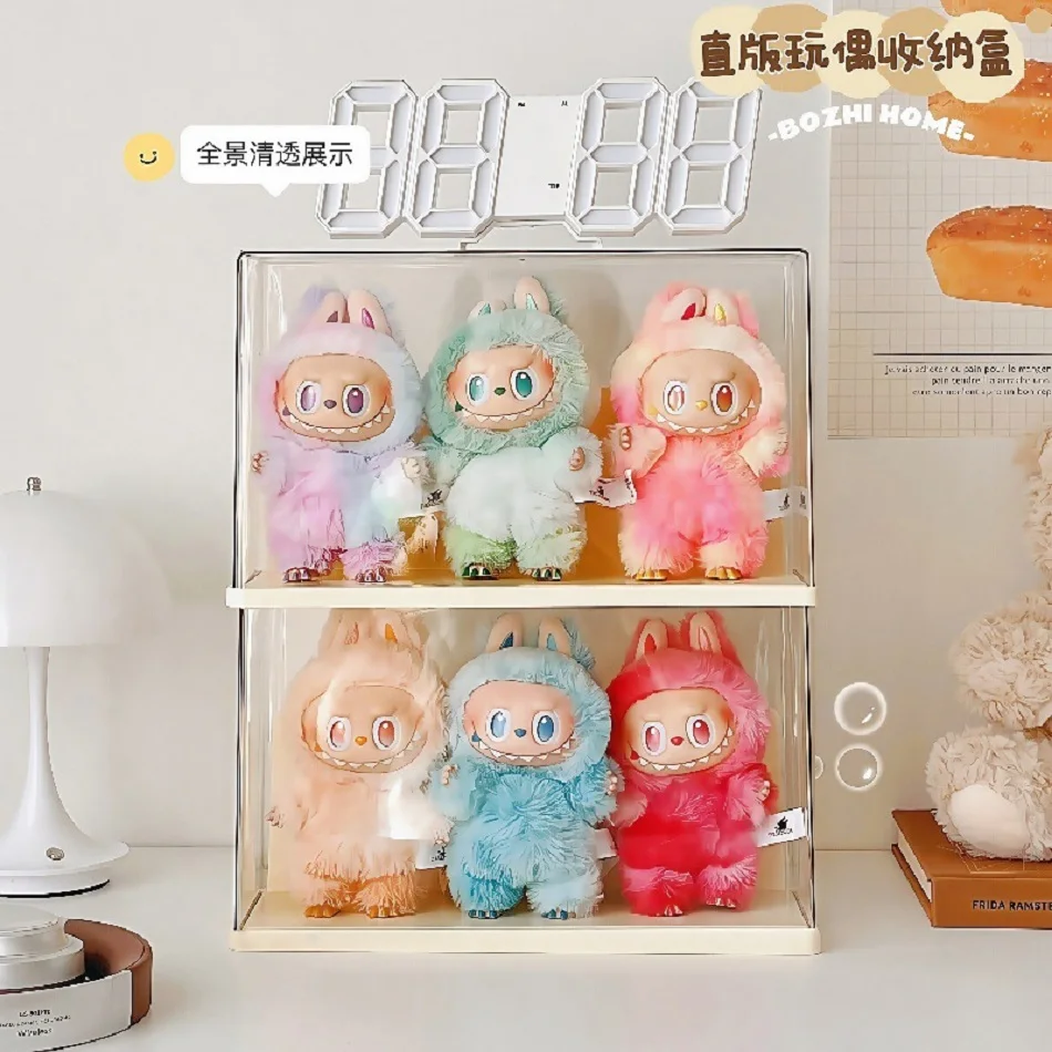 Labubu transparent display box single stackable canvas vinyl storage box figurine blind box storage rack image 7