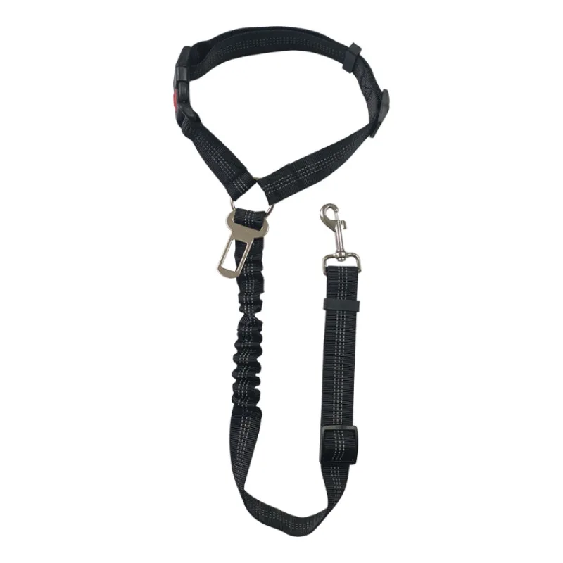Dog Seat Belt for Car,Dog Car Harness Seatbelt Adjustable with Elastic Bungee Buffer, 2in1 Pet Leash Restraint Dog Safety Tether