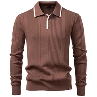 High Quality Knitted Zipper Collar Men's Sweater Autumn Winter Casual Fashion Polo Top Half New Model European Size