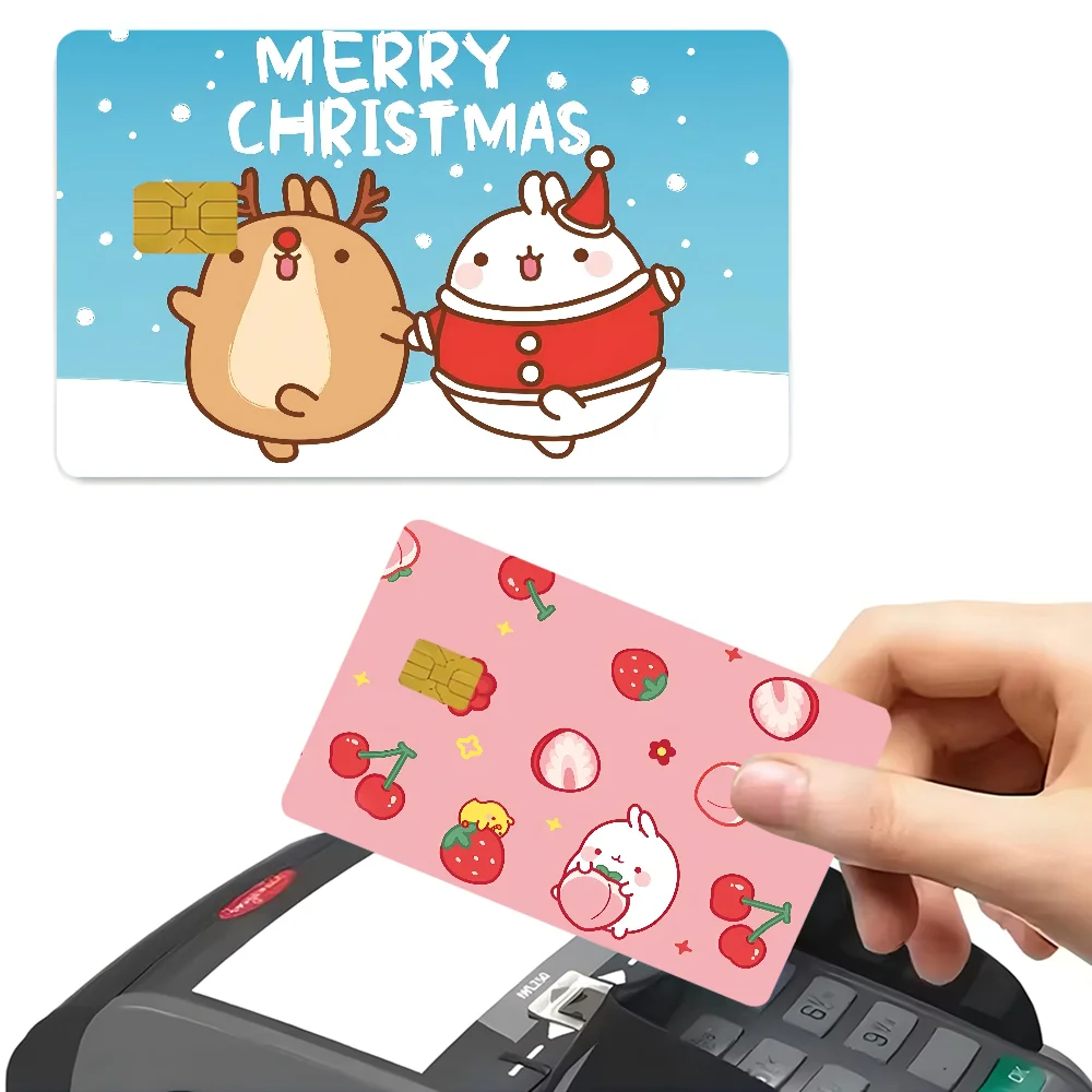 M-Molang Anime Cartoon Skin Stickers Film Tape Case For Big Credit Debit Card Front Side