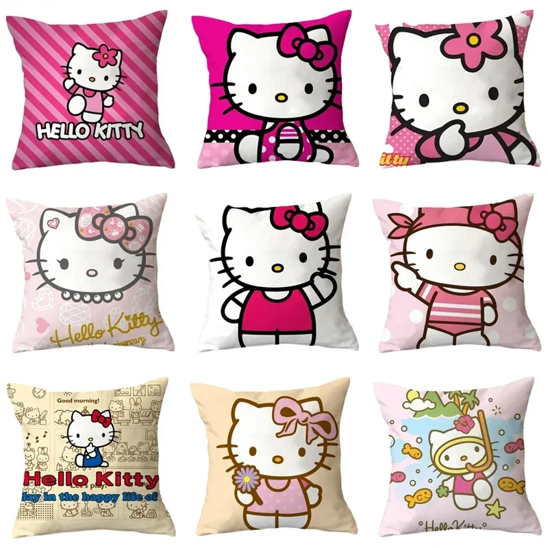 

Sanrio Hello Kitty Toy Cushion Cover Pillowcase Kawaii Pillowcase Bedroom Sofa Decorative Gift for Girl