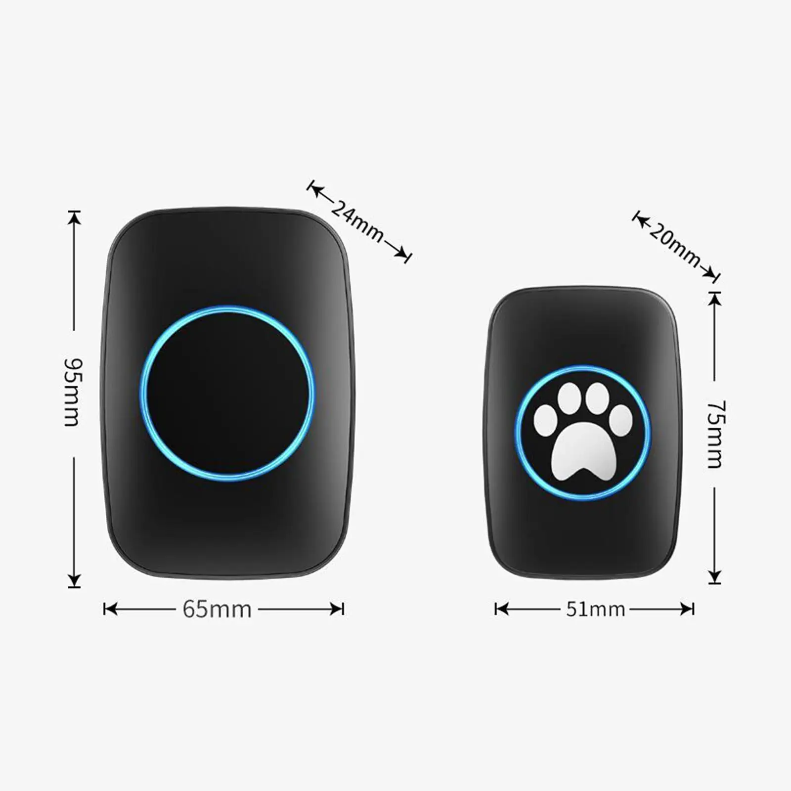 Wireless Dog Doorbell LED Indicator Indoor Outdoor Use IP44 Waterproof Compact Doorbell Chime Dog Bell for Pet Potty Training