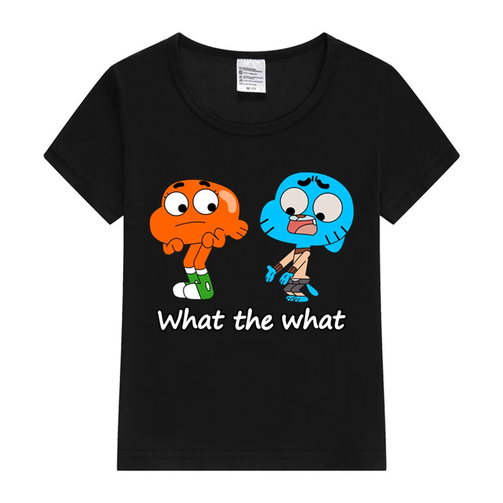Cotton T Shirts The amazing world of Gumball Gumball and Darwin Kids Graphic Tshirt Girl Boy Casual Fashion Tops