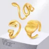 Vnox Stainless Steel Snake Rings For Women Men Animals Or Heart-shaped Elements New Design Open Ring Fashion Jewelry Female Gift 6