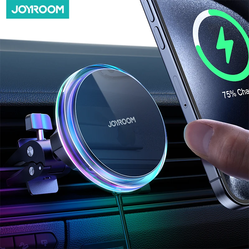 Joyroom Magnetic Car Phone Holder Colorful Wireless Charger For iPhone 15 14 13 12 Pro Max Fast Charging Car Charger Holder