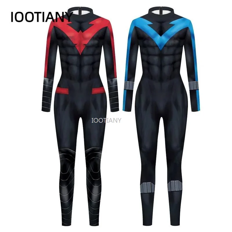 

IOOTIANY The Hallowmas Party Series Cosplay Muscle Print Jumpsuit Long Sleeve Sexy Women/Men Skinny Elastic Bodysuits 2023