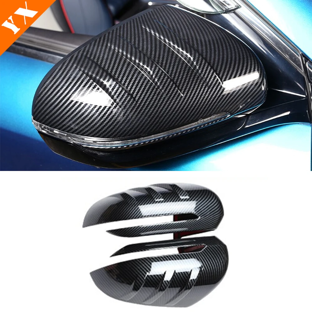 Car Side Mirror Rear View Mirror Cover Garnish Carbon Black Sticker