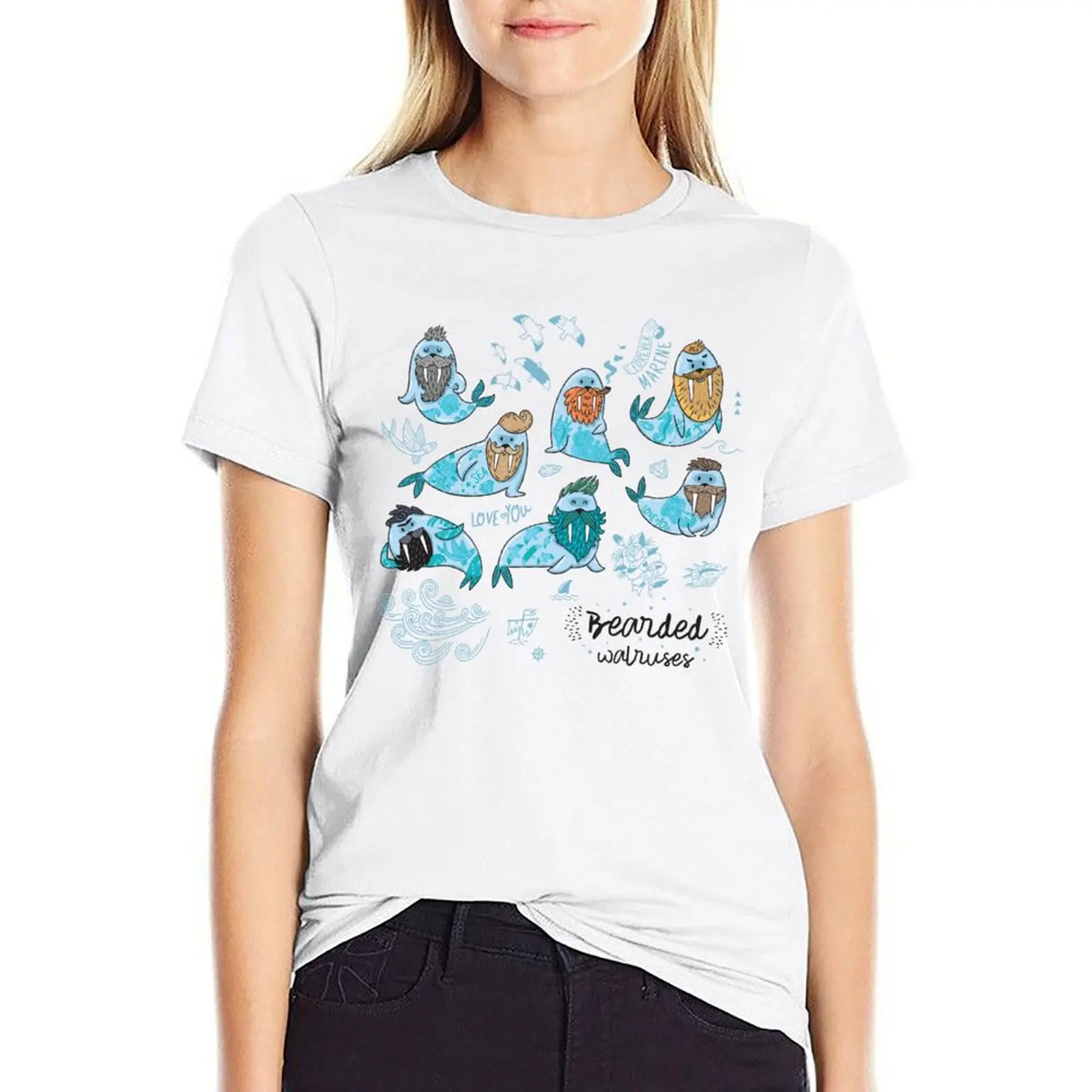 

Bearded walruses T-shirt cute clothes Short sleeve tee graphics T-shirt Women