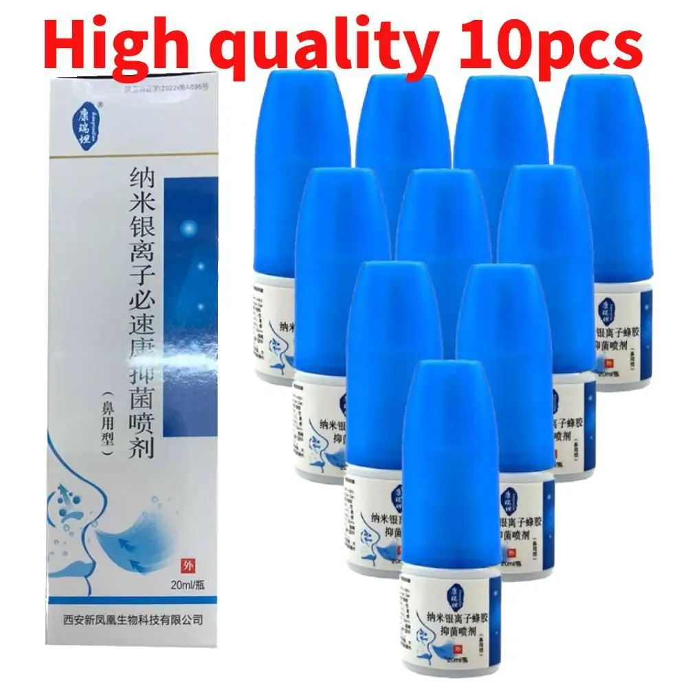 10pcs/lot Nano Silver Ion Propolis Antibacterial Spray Nasal Apparatus Cure Spray Health Rhinitis Nose Sinusitis Anti-snore Nasal Spray
