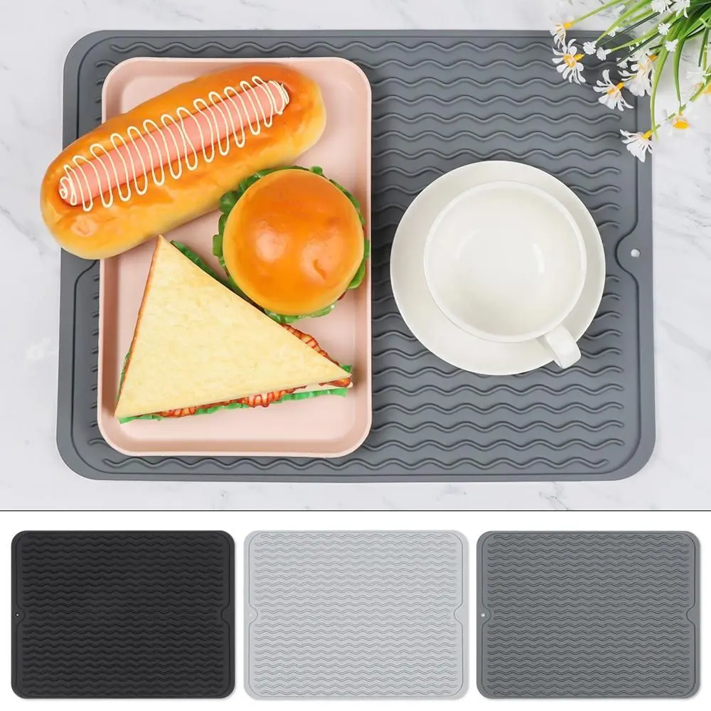 1Pcs Welle Ablassen Pad Silikon Trocknen Matte Neue Nicht-slip Schüssel Halter Tisch Matte Küche Tischset Faltbare Wärmedämmung pad – Detail 6
