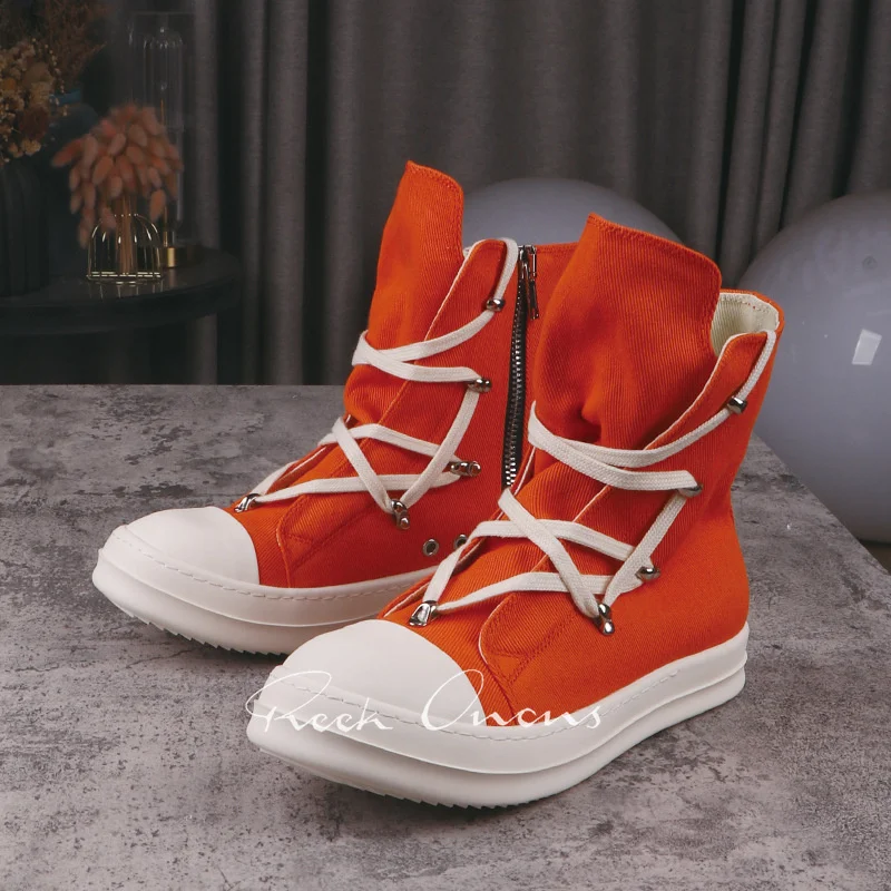 

Spring New Men's Leisure Shoes Zipper Design Height Increasing High Top Casual Shoes Canvas Material Thick Bottom Lovers Loafers