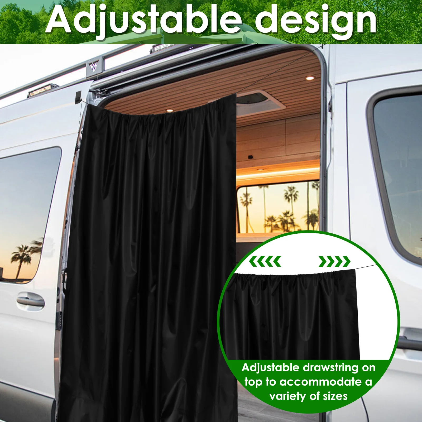 Car Divider Privacy Curtain 420D Oxford Cloth Vehicle Private Sun Shade with Magnetic Hook Double Layer Black Car Window Shade