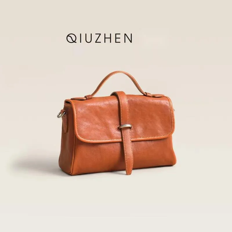 

Zhen Genuine Leather Postman Bag for Women Large Capacity One Shoulder Crossbody Small and Popular Plant