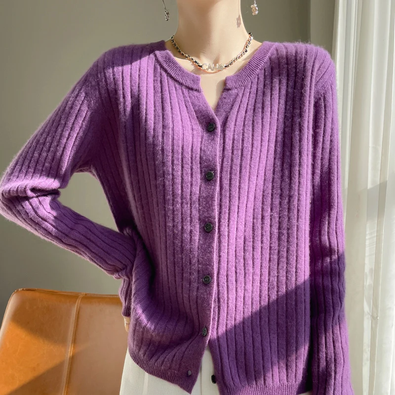 2024 Spring and Autumn New Cashmere Cardigan Coat Female Knitted Cardigan Women Cashmere Cardigan Sweater 5