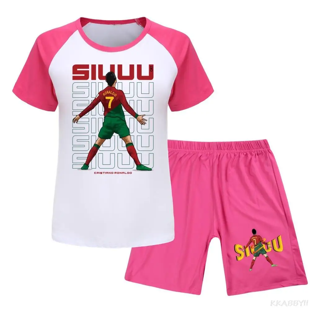 Ronaldo Twin Set Sportswear CR7 Pajamas 2pcs T-shirt+short Pants