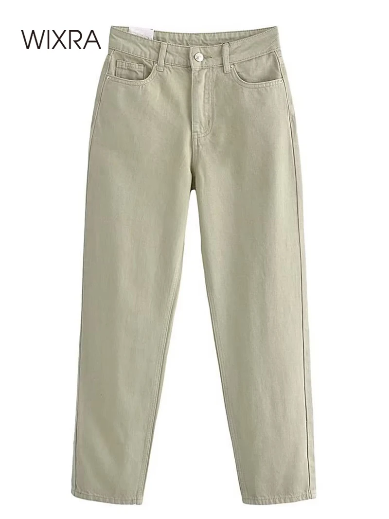 

Wixra Women Jeans Cotton Denim Button Zipper High Waist Skinny Casual Ankle-Length Pencil Pants Spring Summer