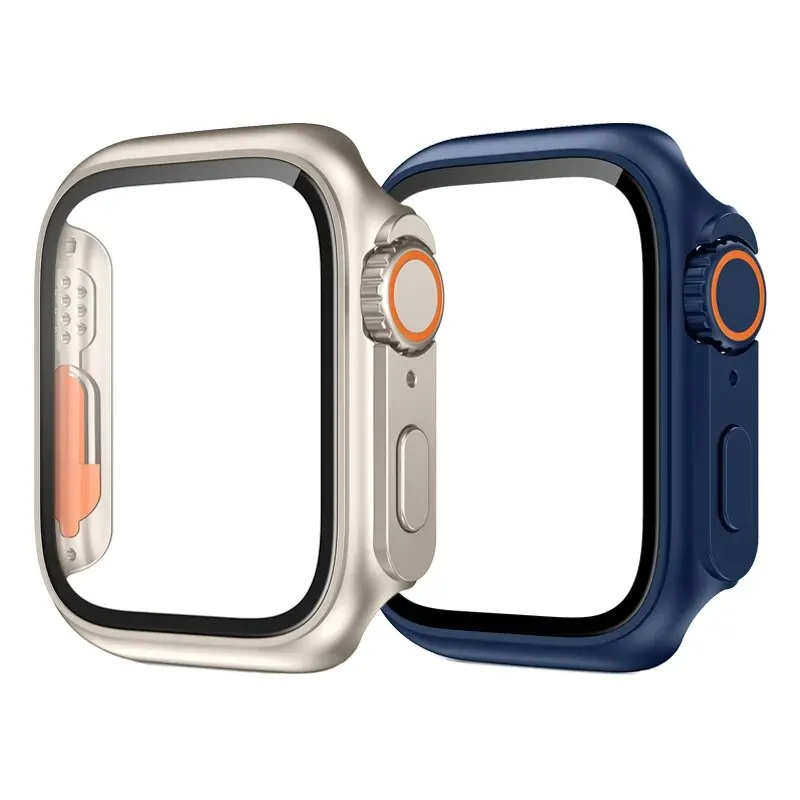 Premium Protective Case with Glass Screen Protector for Apple Watch - 2-Pack Bumper Cover