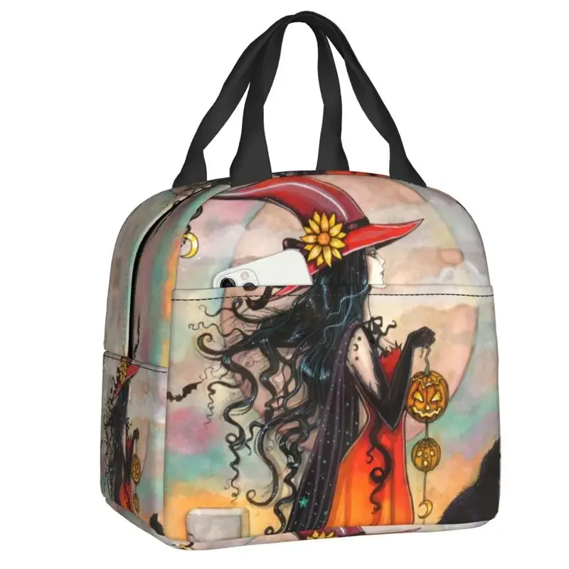 

Fantasy Halloween Witch Insulated Lunch Bag for Camping Travel Cooler Thermal Lunch Box Women Children Food Container Tote Bags