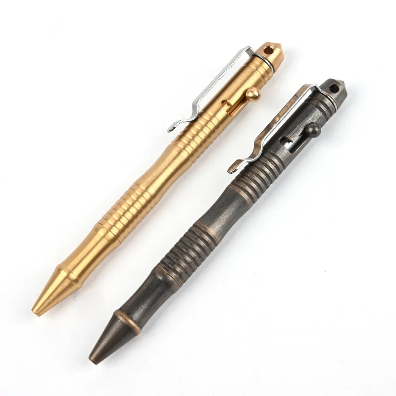 Hoge Kwaliteit Messing Zelfverdediging Tactical Pen Bolt Schakelaar Balpen Schrijven Pen Voor Outdoor Kamp EDC Tool Gift doos