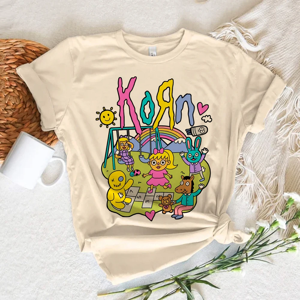

Футболка Korn, женская футболка в стиле Харадзюку Y2K, Женская аниме одежда 2000s