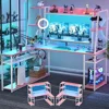 L-Shaped PC Gaming Desk with LED Lights & Power Strips with Storage with Monitor Stand & Hook  63'' Large L Shaped Gaming Desk 1