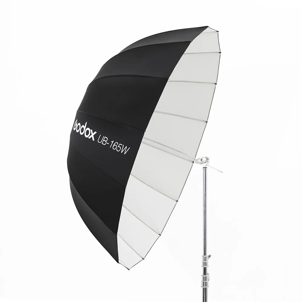고독스 UB-165W 65인치(165cm) 파라볼릭 블랙 화이트 반사 우산 스튜디오 조명 우산 (블랙 실버 디퓨저 커버 천 포함)