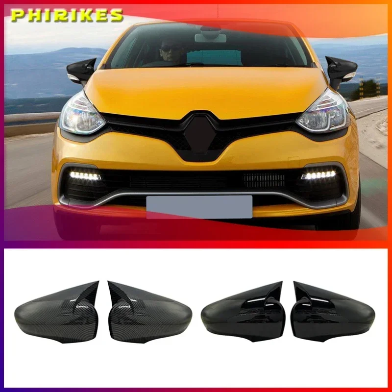 

Крышки из АБС-пластика для зеркала Renault Clio 4 MK4, 2 шт., крышки для зеркала летучая мышь, чехол для зеркала заднего вида, глянцевые черные автомобильные аксессуары