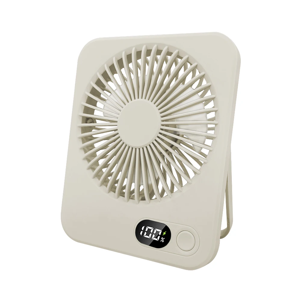 Compact Rechargeable Foldable Desk Fan - Quiet & Portable with 5 Speeds and Wall Mount Option