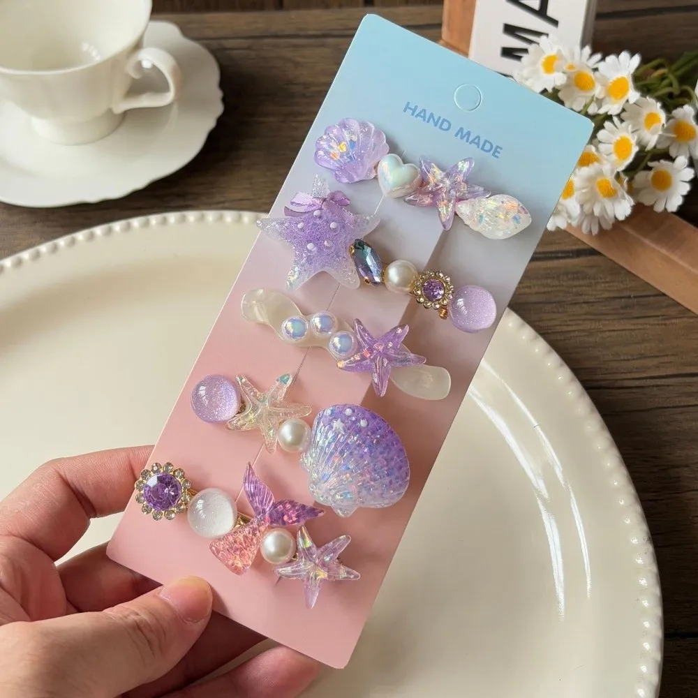 Resin Hair Clips for Girls Mermaid Seashell Starfish Hair Accessories