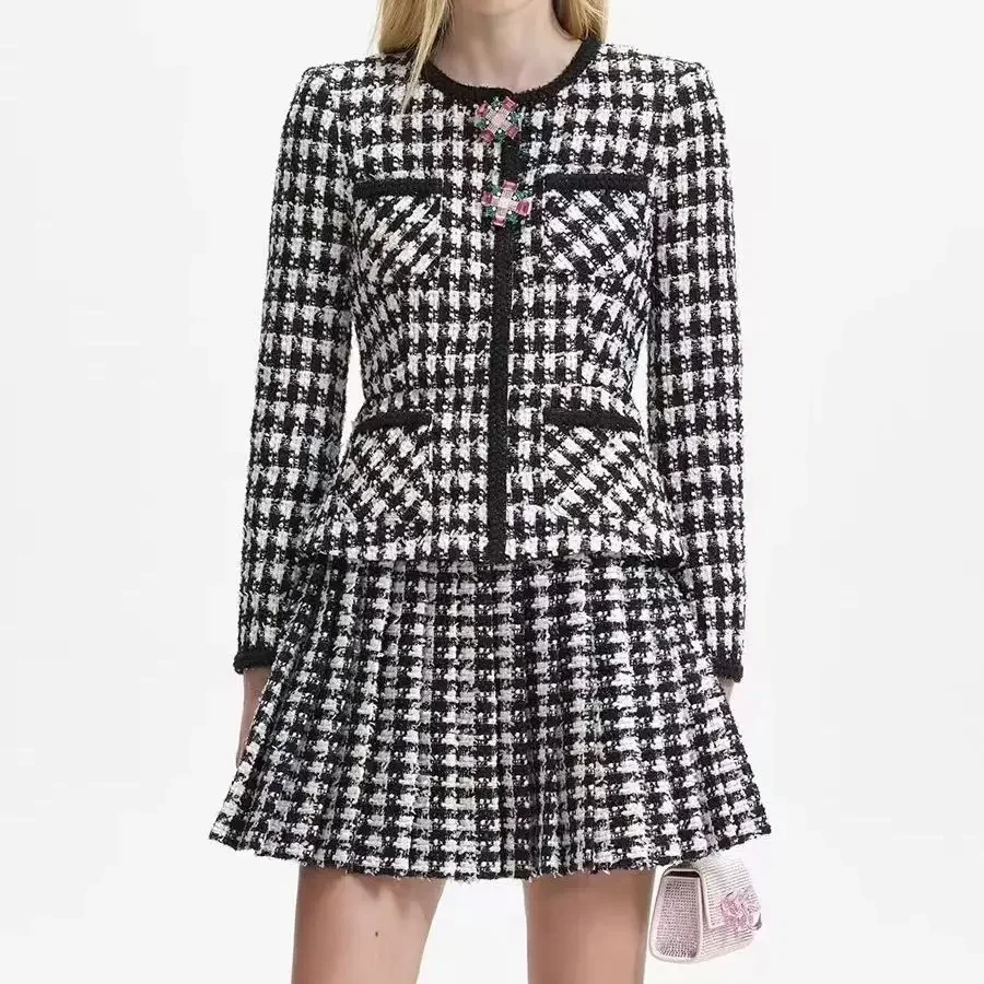 

Women fashion houndstooth mini dress Temperament Lady short dress vestidos