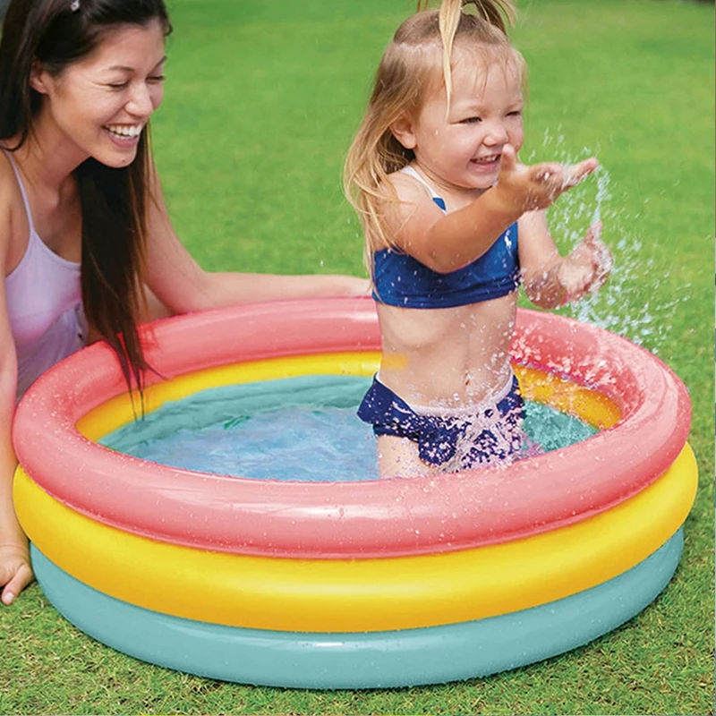 Inflatable Baby Kiddie Pool Kids Paddling Pool Toddler Baby Swimming Blow Up Ball Pit Infant Wading for Backyard
