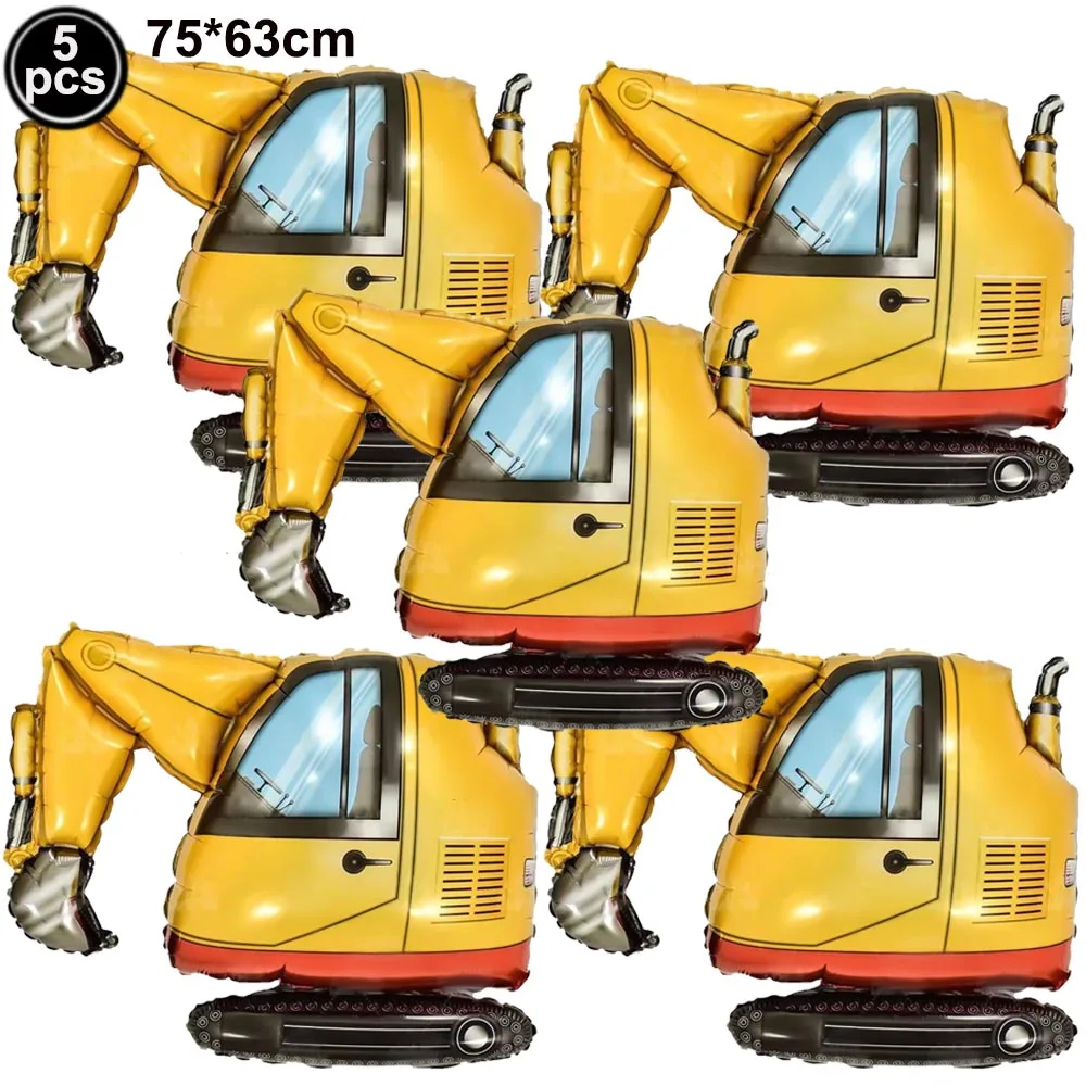 Construction Vehicle Foil Balloons Set for Boys Birthday Party Decorations