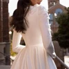 Luxury High Neck Wedding Dresses Woman's Appliques Long Sleeve A Line Bride Gowns Muslim Formal Vestidos De Noche Customized 4