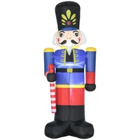 HOMCOM 8ft Christmas Inflatables Outdoor Decorations Nutcracker Toy Soldier with Scepter, Blow-Up Yard Christmas Decor 1