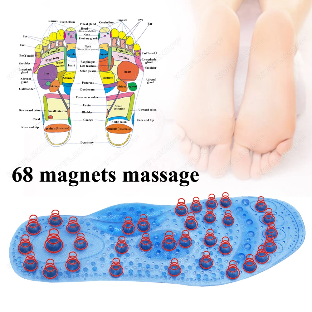 68-Magnet-Magnettherapie-Einlegesohlen, verbesserte Fuß-Akupressur-Massage, Abnehmen/Gewichtsverlust, Silikon, Unisex, KOTLIKOFF – Detail 5