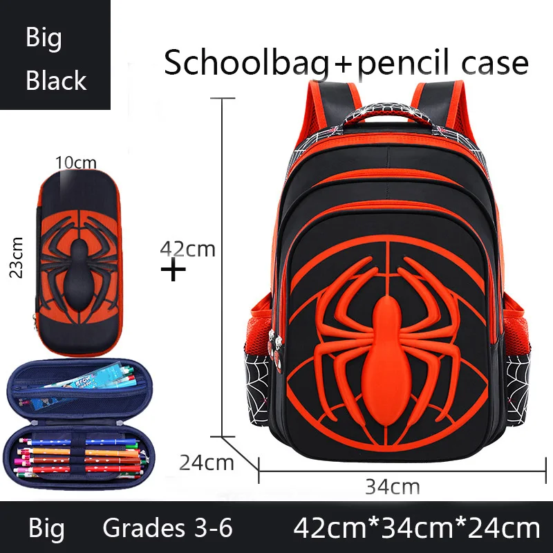 Spider Backpack+Pencil Case Set for Boys School Bag Elementary for Kids School Bag Cartoon Waterproof Primary Backpack 3