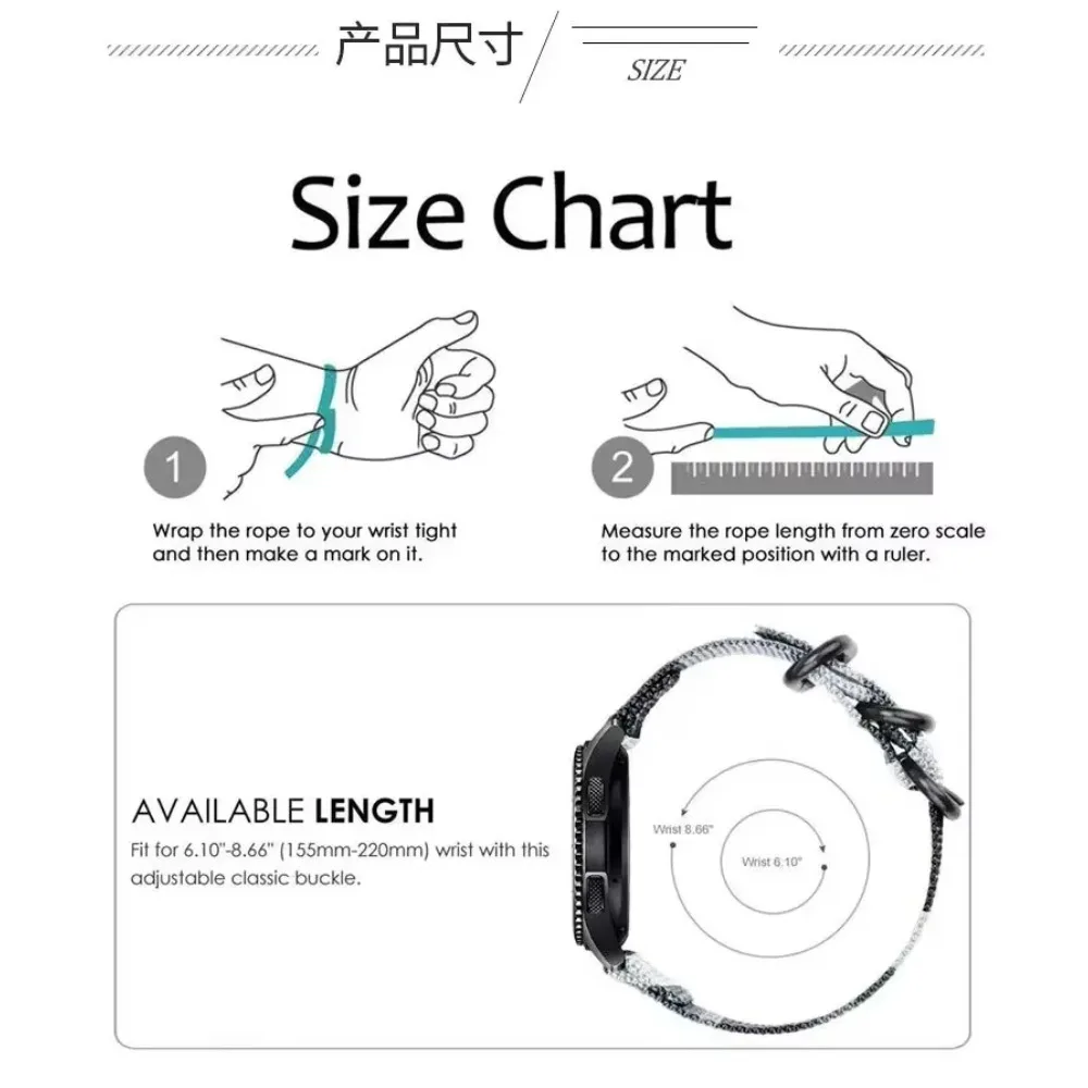 Breathable Canvas Nylon Loop Strap with Three-Ring Buckle - 22mm