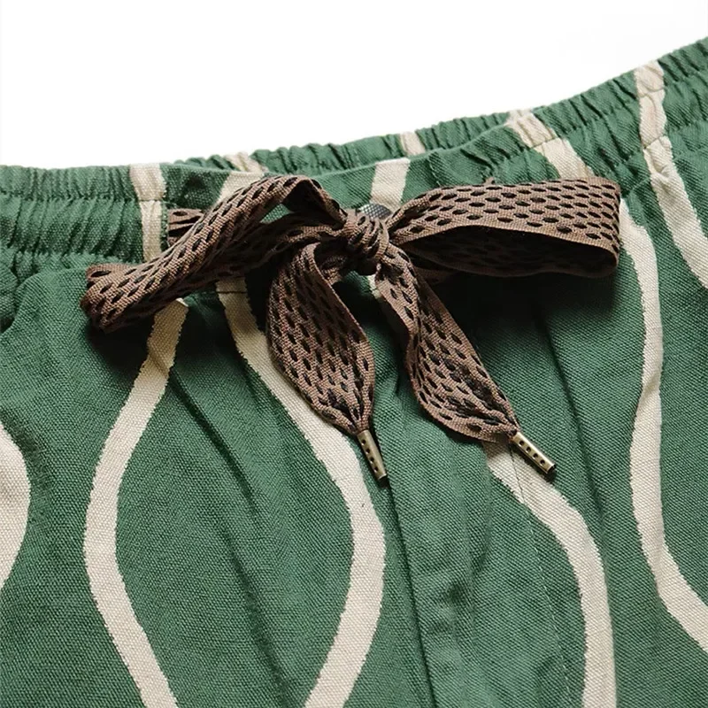 KAPITAL Hirata Hohiro Cotton Hemp Water Corrugated Printing Japanese Trend Tether Casual Men's Shorts
